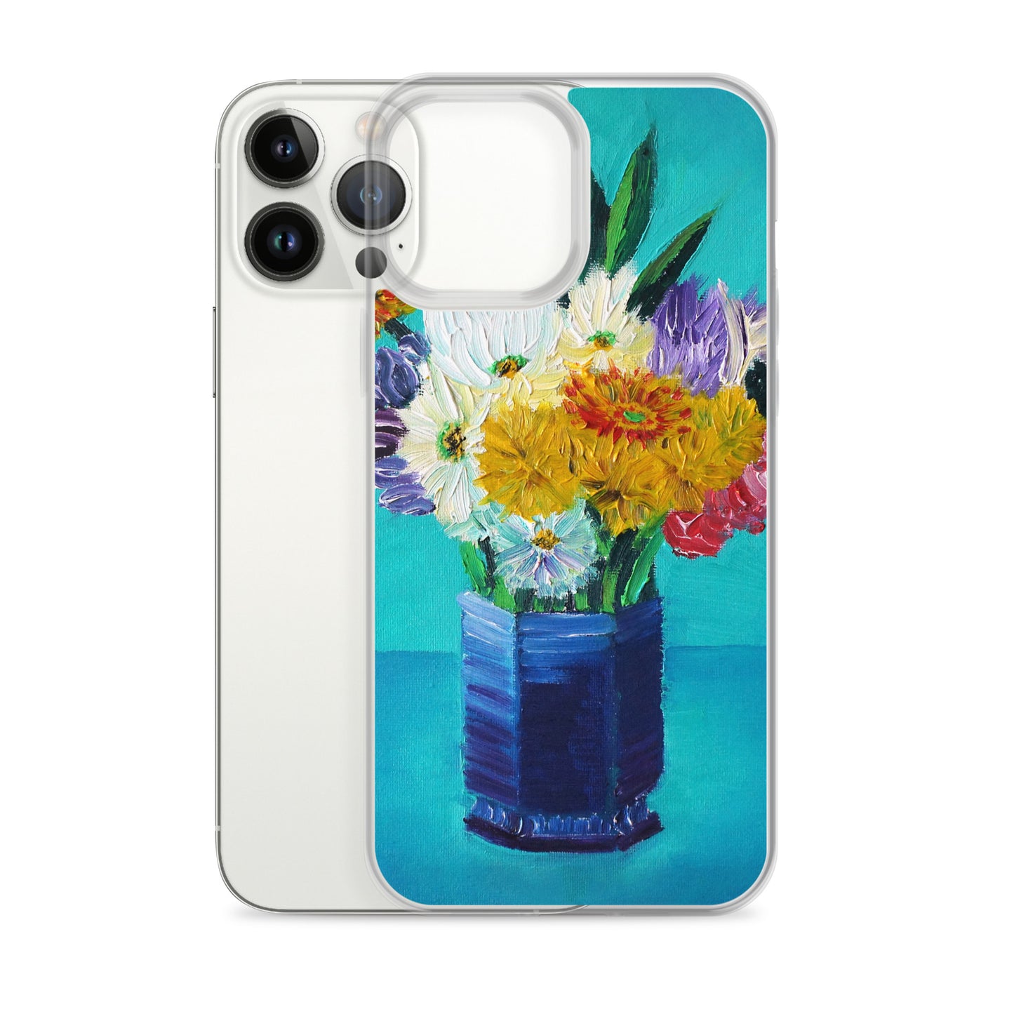 Bouquet of Flowers in a Blue Vase Clear Case for iPhone®