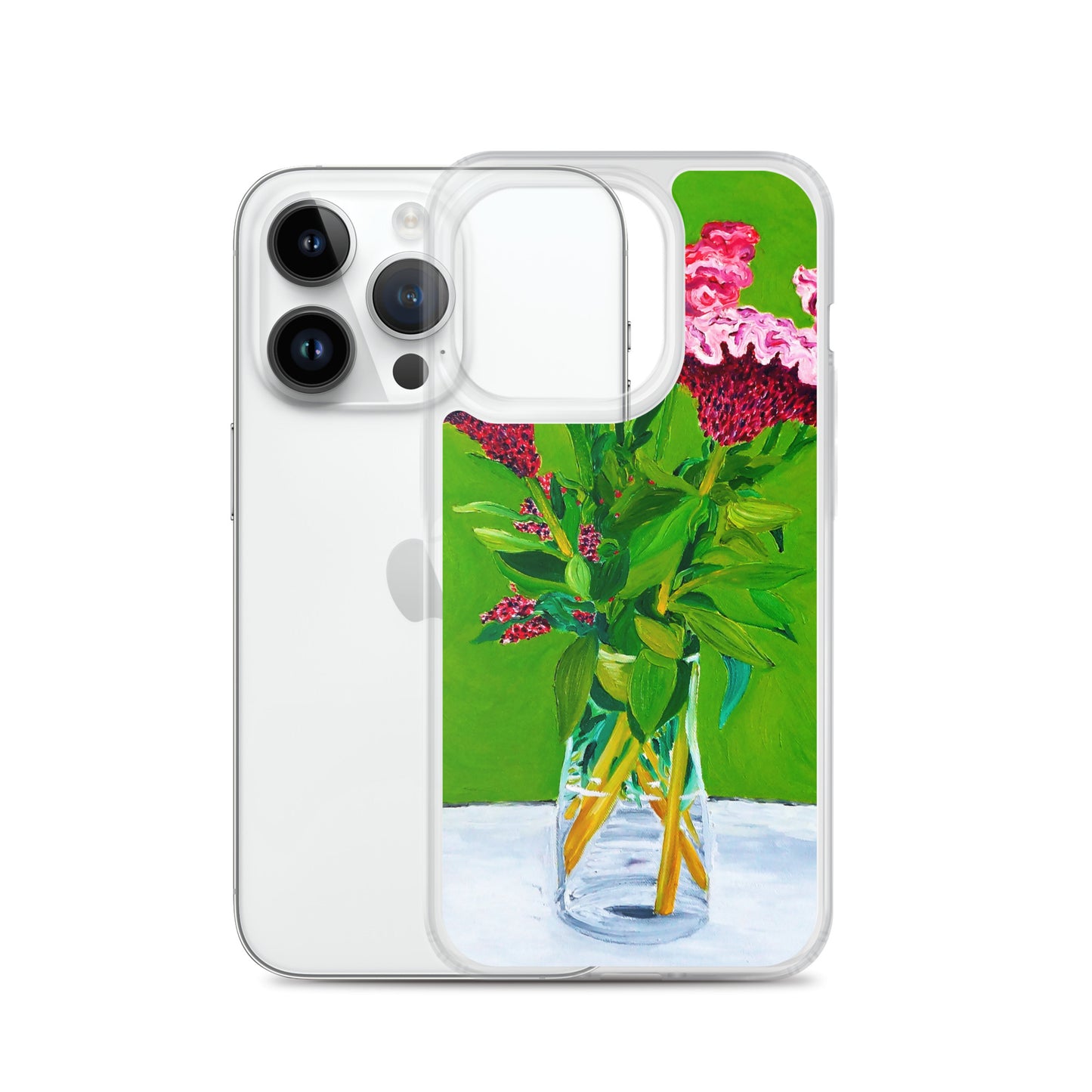 Bouquet of Red Celosia Flowers Clear Case for iPhone®