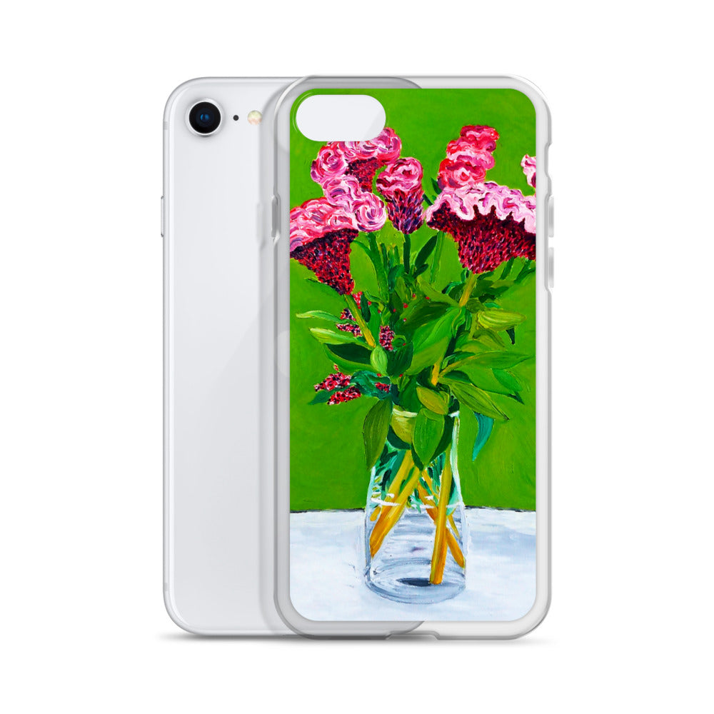 Bouquet of Red Celosia Flowers Clear Case for iPhone®
