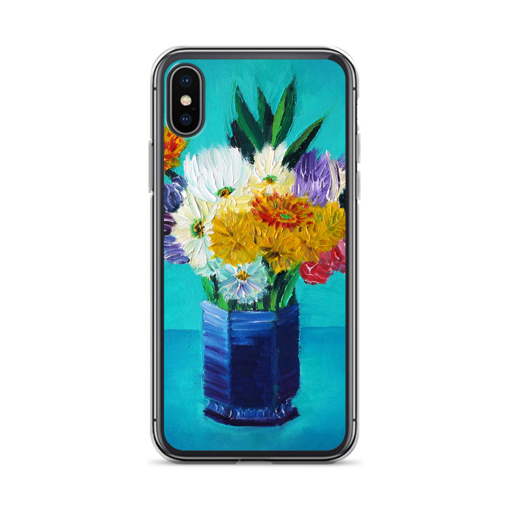 Bouquet of Flowers in a Blue Vase Clear Case for iPhone®