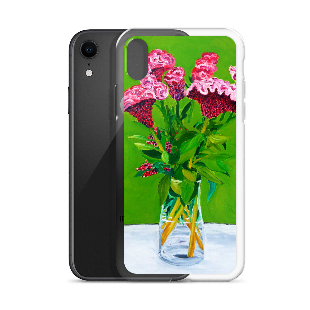 Bouquet of Red Celosia Flowers Clear Case for iPhone®