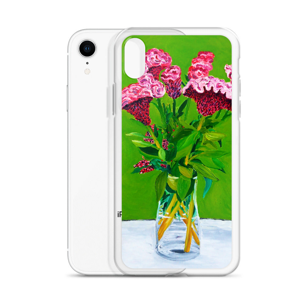 Bouquet of Red Celosia Flowers Clear Case for iPhone®