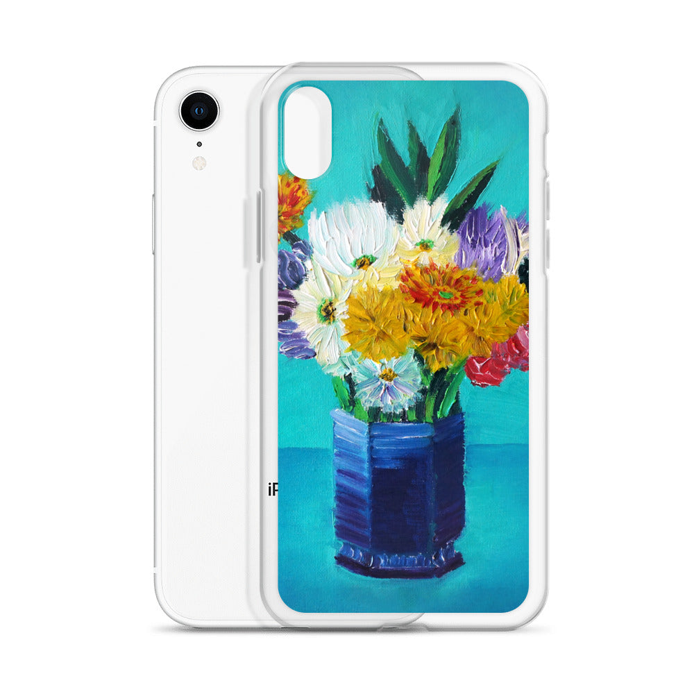 Bouquet of Flowers in a Blue Vase Clear Case for iPhone®