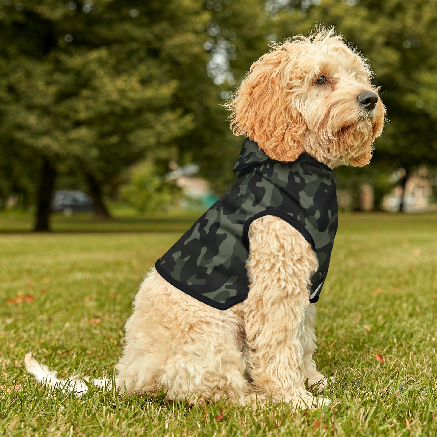 Dog Hoodie Sweater, Camouflage Dark Green - Comfortable Dog Clothes