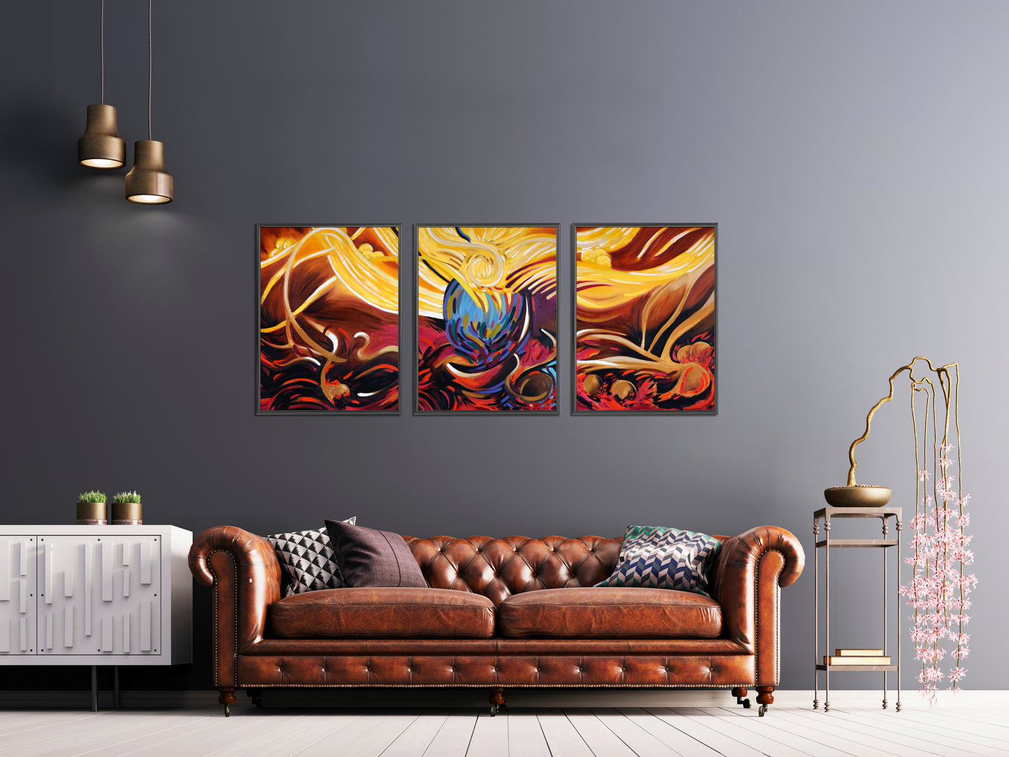 No. 63 Abstract Art Print in Black Frame - Right