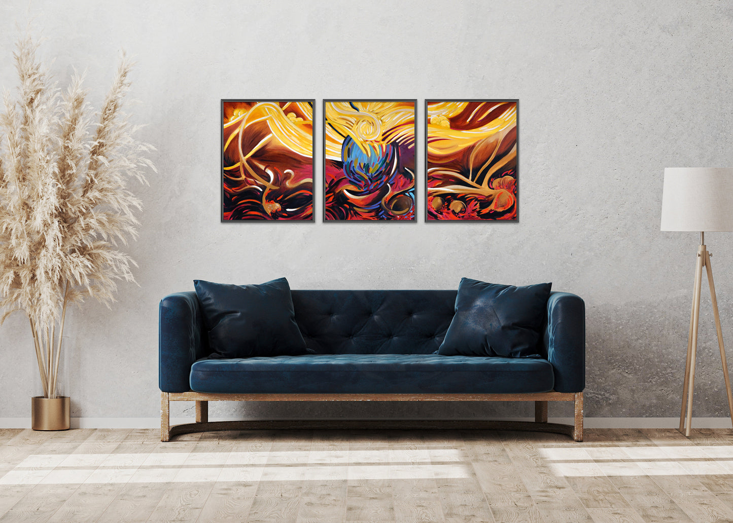 No. 63 Abstract Art Print Framed in Black - Middle