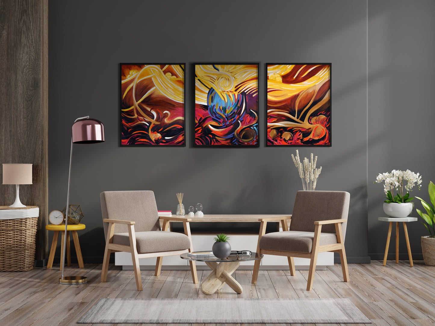 No. 63 Abstract Art Print in Black Frame - Right