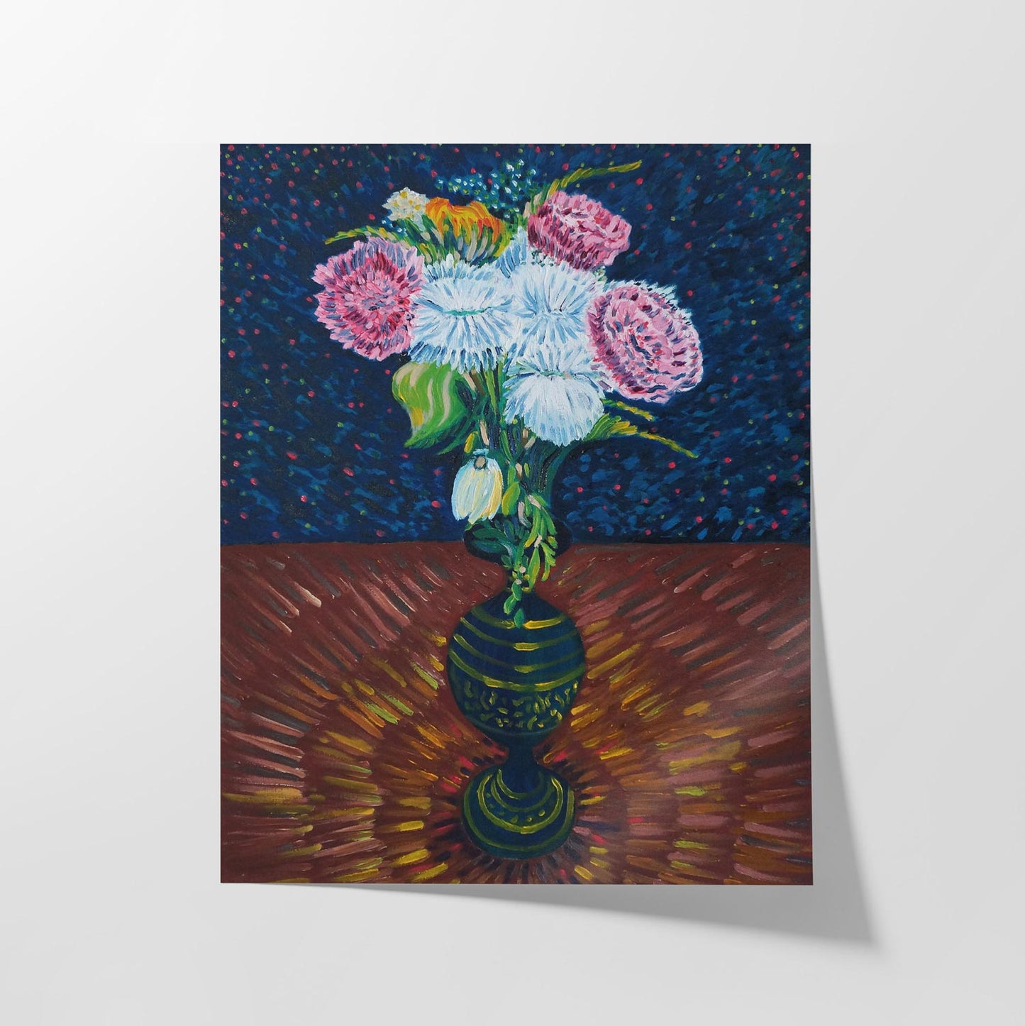 Flowers in a Black Vase Painting Art Print