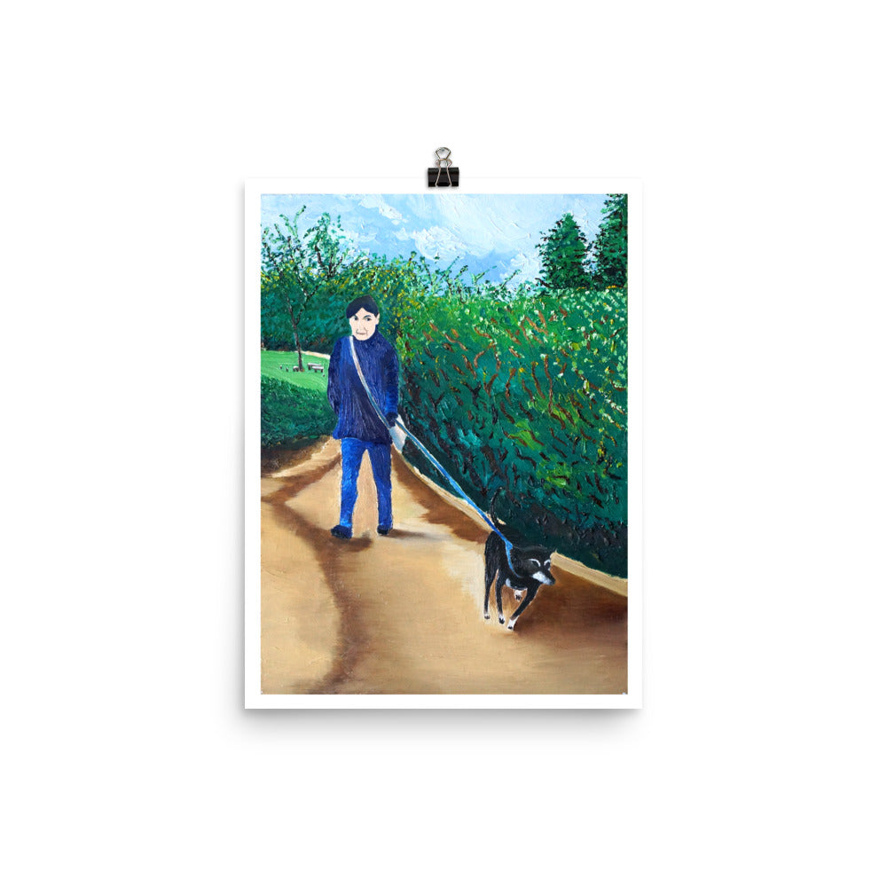 Woman Walking Dog Poster Print