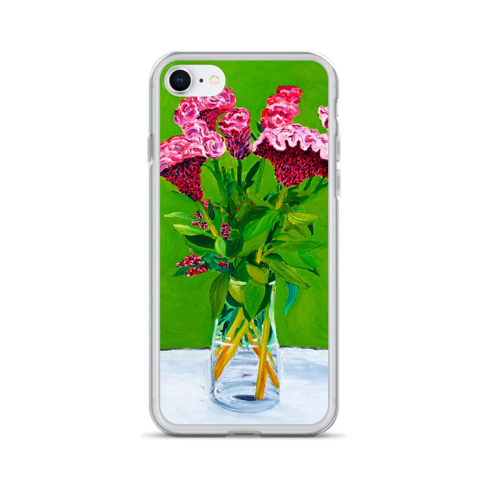 Bouquet of Red Celosia Flowers Clear Case for iPhone®