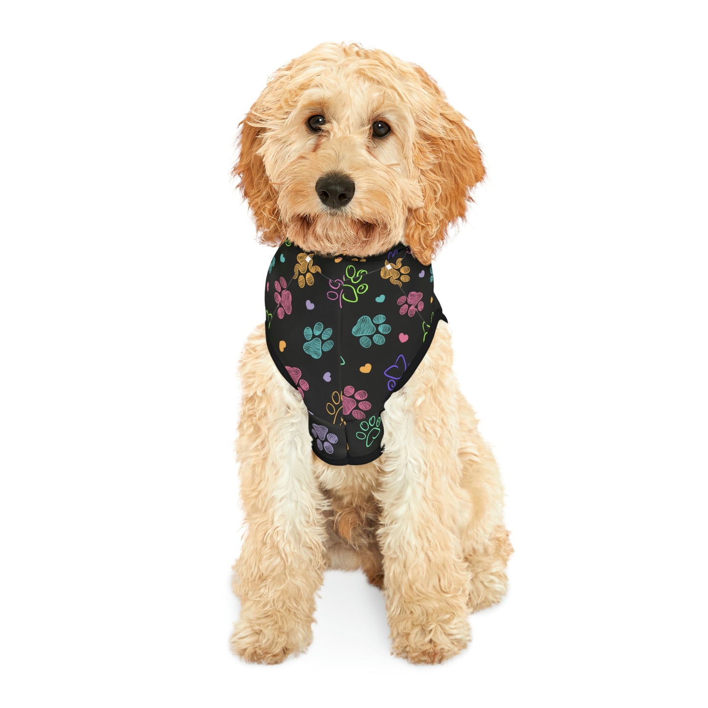 Dog Hoodie Sweater, Colorful Paw Prints - Comfortable Dog Clothes