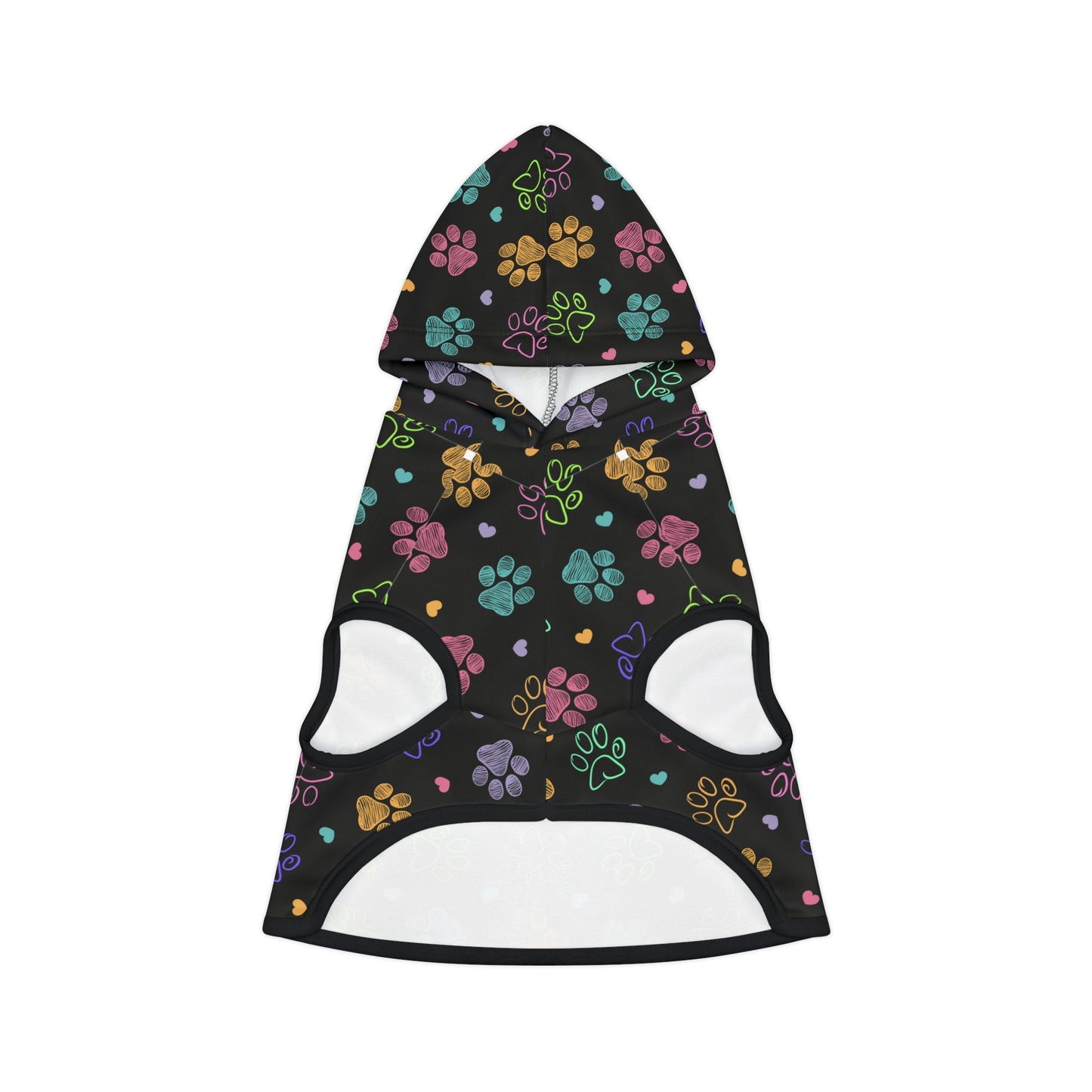 Dog Hoodie Sweater, Colorful Paw Prints - Comfortable Dog Clothes