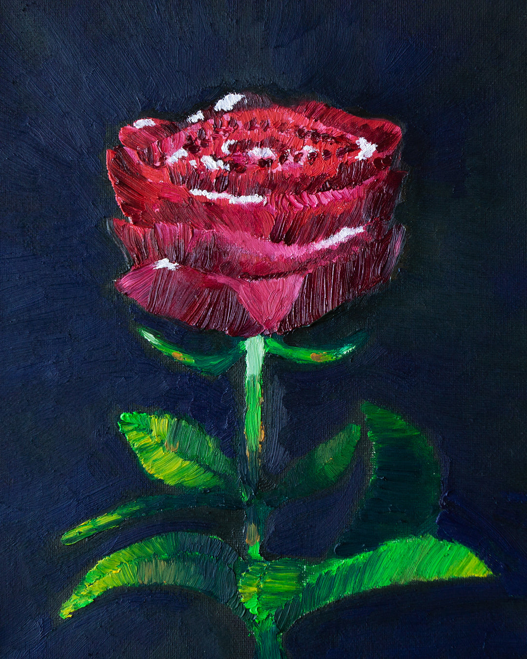 Centered Red Rose Oil Painting