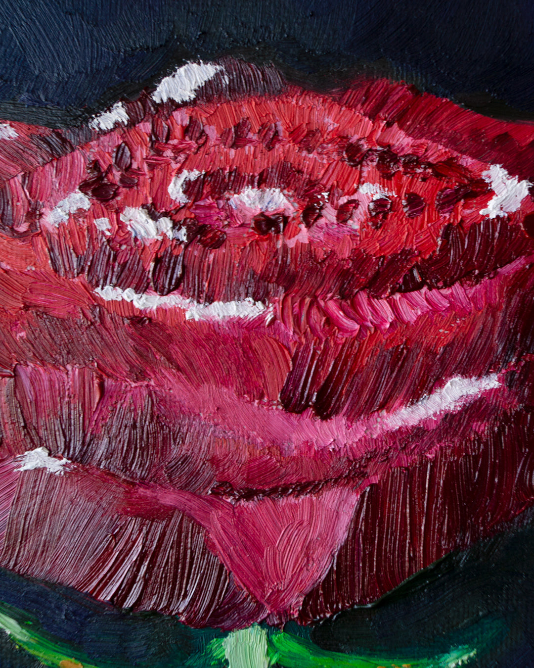 Centered Red Rose Oil Painting