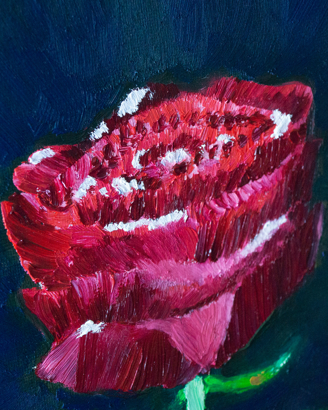 Centered Red Rose Oil Painting