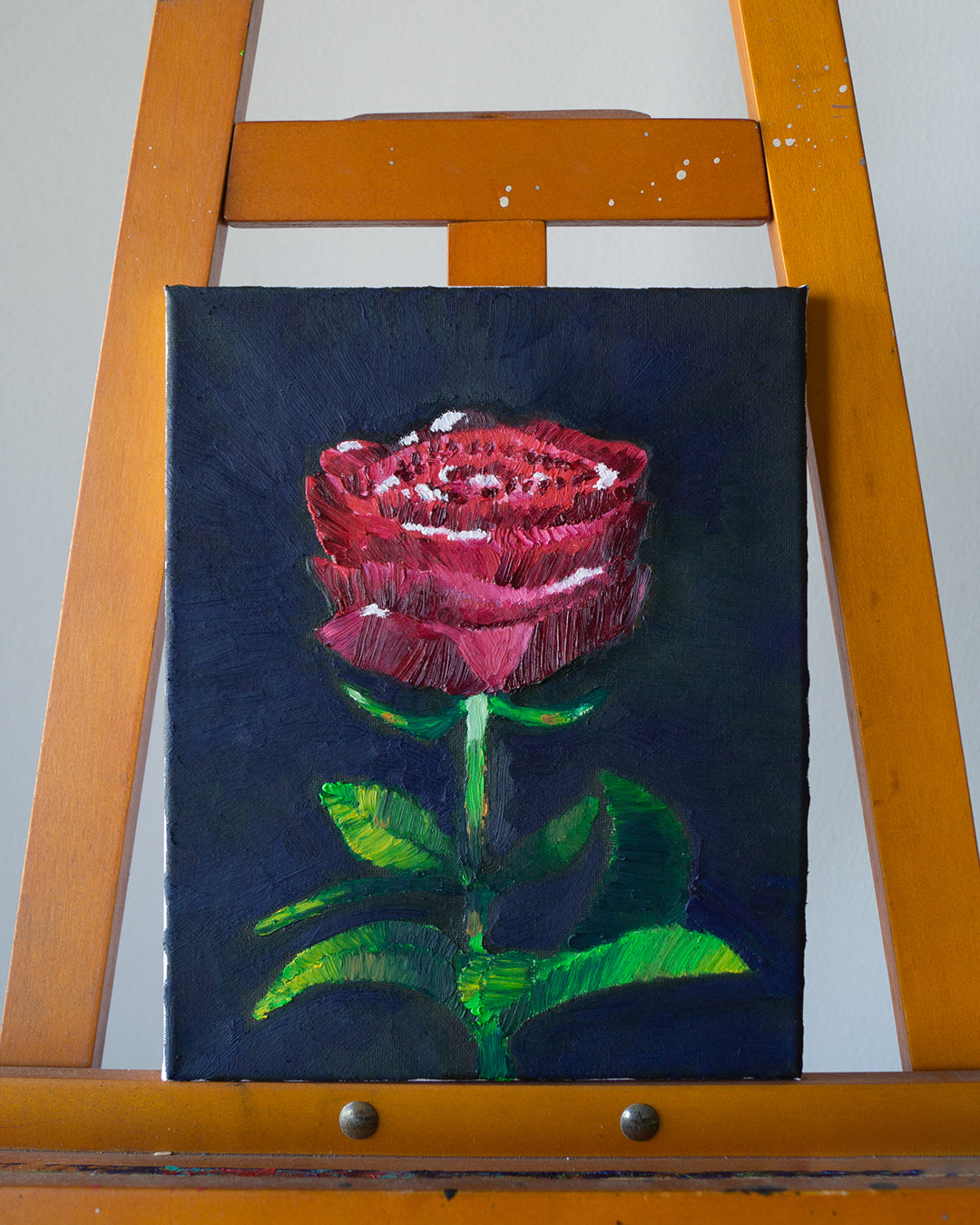 Centered Red Rose Oil Painting