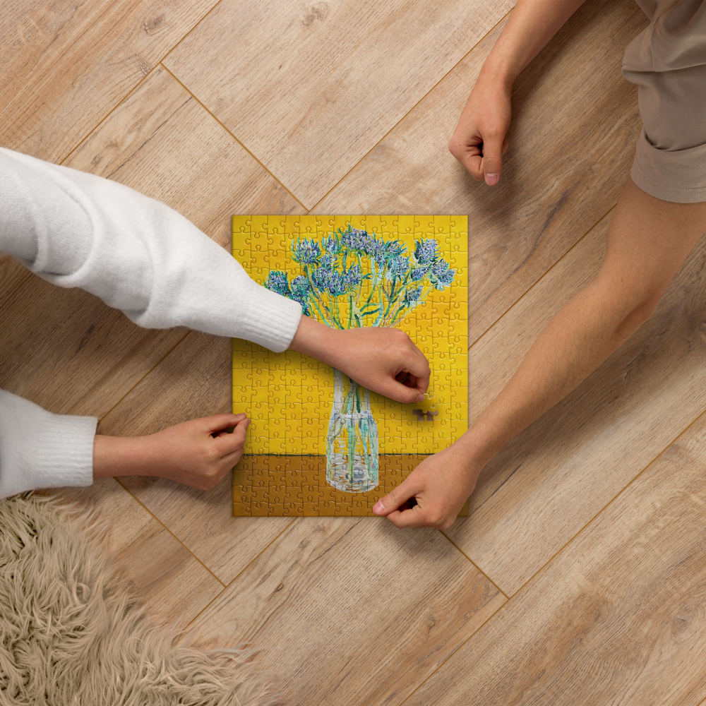 Bouquet of Flower Thistles Oil Painting - Art Jigsaw Puzzle