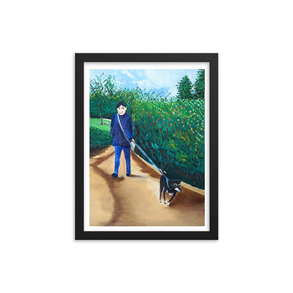 Woman Walking Dog Poster Print